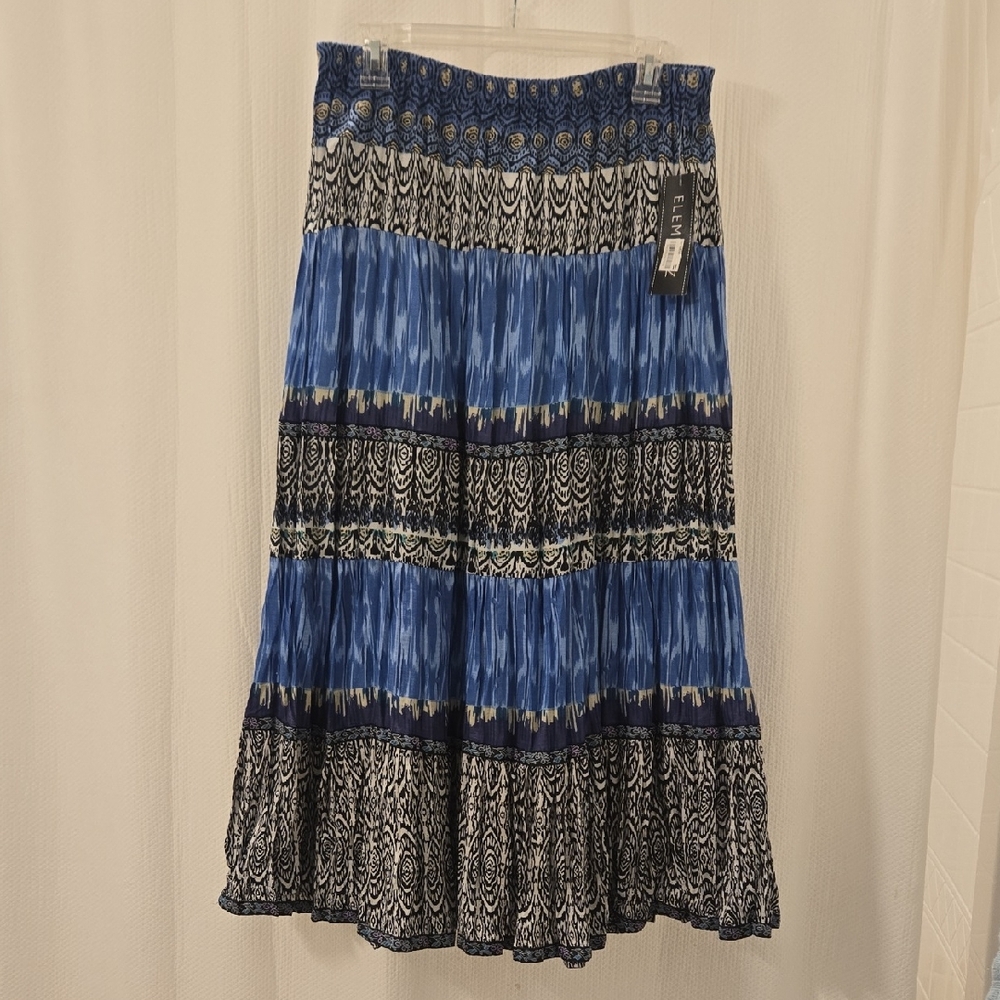 NWT 100% Cotton Elementz Blue and Black Maxi Skirt